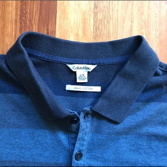 Calvin Klein Striped Polo Size Large S/S Button Up - Picture 2 of 4